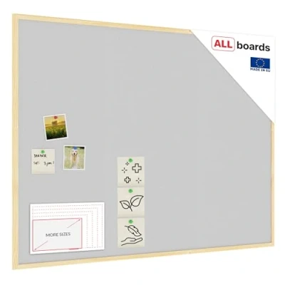 Abbildung von ALLboards Hellgrau Pinnwand mit Holz Rahmen 120x90cm Korktafel Korkwand Kork