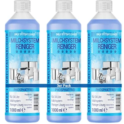 Abbildung von 3x 1000ml Milchsystemreiniger Konzentrat für Kaffeevollautomat, Milchschäumer, Milchschaumreiniger, Milchreiniger, Universal alle Hersteller