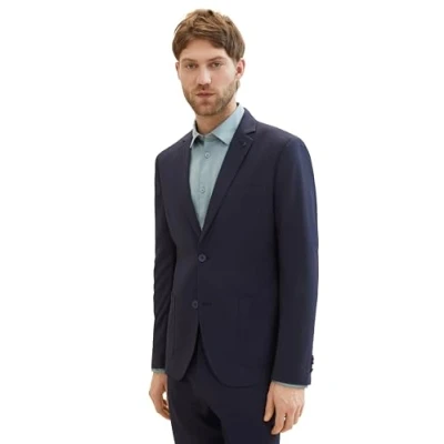Abbildung von TOM TAILOR Herren Stretch Sakko mit Reverskragen, 35223 Navy Blue Houndstooth, 44