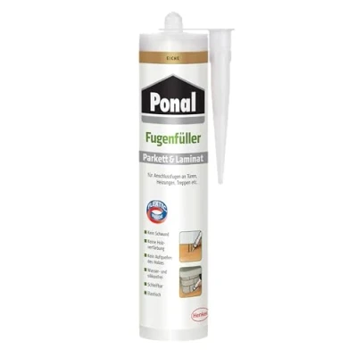Abbildung von Ponal Parkett &amp; Laminat Fugenfüller Eiche, elastische Fugenmasse für Anschluss und Dehnungsfugen, lösemittel , wasser silikonfreie Dichtmasse, 1x280ml Kartusche