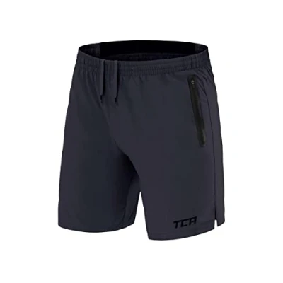 Abbildung von TCA Herren Elite Tech Leichte Laufhose Gymshorts Trainingsshorts und Laufshorts mit Reißverschlusstaschen Sporthose Kurz Dunkelgrau, S