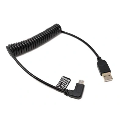 Abbildung von System S USB Kabel Typ A auf C 3.1 90 gewinkelt Spiralkabel 40 Bis 100 cm
