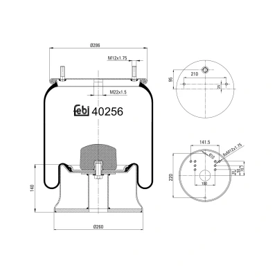 Abbildung von FEBI BILSTEIN 40256 Federbalg, Luftfederung MERCEDES BENZ: ATEGO 2