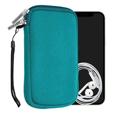 Abbildung von kwmobile Handytasche für Smartphones M 5,5&quot; Neopren Handy Hülle Petrol Tasche 15,2 x 8,3 cm Innenmaße