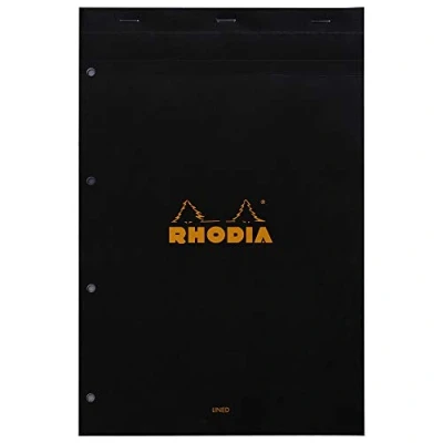 Abbildung von Rhodia 206009C Notizblock (DIN A4, 21 x 29,7 cm, mikroperforiert, liniert mit Rand, 80 Blatt) 1 Stück schwarz