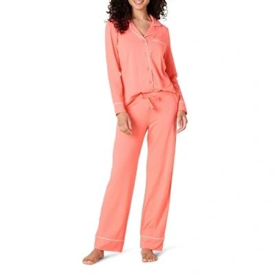 Abbildung von Amazon Essentials Damen Schlafanzug Set Baumwollmodal langärmliges Hemd und Lange Hose, Korallenrosa, 4XL Große Größen