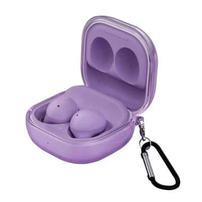 Abbildung von GIOPUEY Clear Hülle Kompatibel mit Samsung Galaxy Buds FE/Buds Pro/Buds Live/Buds 2/Buds 2 Pro, TPU Stoßfeste Schutzhülle, Ultradünn, Kein Geruch, Silikon transparent Purple