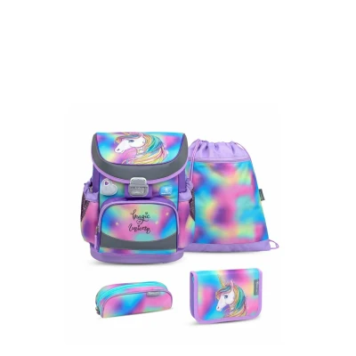 Abbildung von Belmil Schulranzen Mini Fit 2025 für kleine Kinder 1. Klasse (Set, 4 tlg), Einhorn mit Regenbogenmähne, 4tlg. Set ab Klasse, Einschulung