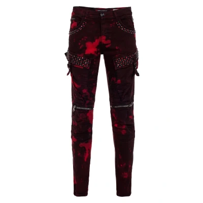 Abbildung von Cipo &amp; Baxx Rockigen Design Jeans Slim Fit, Herren, Größe: 38x34, Burgunder