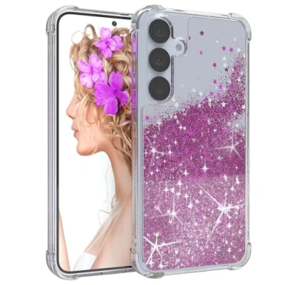 Abbildung von EAZY Case Glitzer Hülle kompatibel mit Galaxy S25 Plus Handyhülle für Silikon leichtes Shiny Cover stoßfestes Phone als Fallschutz in Liquid Lila