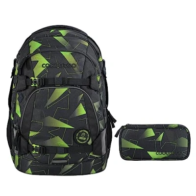 Abbildung von coocazoo Schulranzen Schulrucksack Set MATE Lime Flash 2 teilig (Rucksack, Mäppchen), ergonomisch, reflektiert, Körpergröße: 135 180 cm