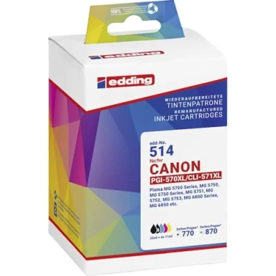 Abbildung von edding Druckerpatronen Multipack ersetzt Canon No. 570XL+571XL BK/C/M/