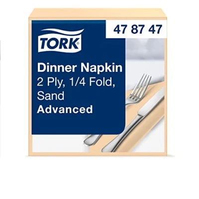 Abbildung von Tork Serviette Dinner sable, pliage 1/4 2 plis, 40 cm x 39 cm, 12 150 serviettes, 478747