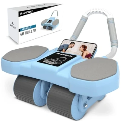 Abbildung von Amonax Bauchtrainer, Bauchroller Bauchmuskeltrainer, Vier Rad Ab Wheel Mit Ellbogenstütze, Automatischer Roller Für Bauchmuskel Trainingsgeräte,Gym Bauch Trainer Männer Und Frauen
