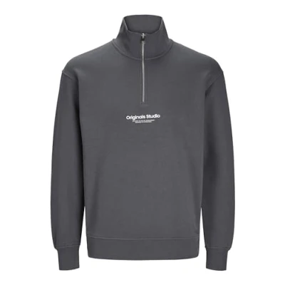 Abbildung von Jack &amp; Jones Jorvesterbro Quarter ZIP Sweatshirt, Herren, Größe: Medium, Iron gate