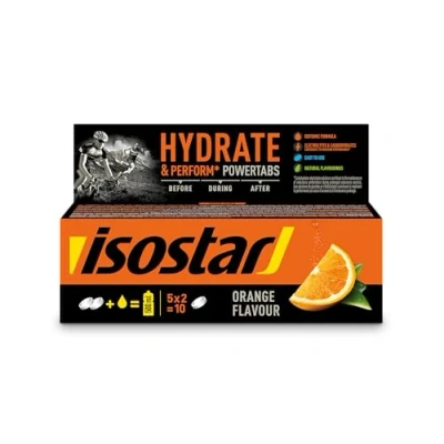 Abbildung von Isostar Hydrate &amp; Perform Powertabs mit Orangengeschmack Brausetabletten für Isotonische Getränke 10 Tabletten 190908