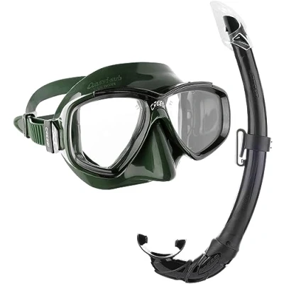 Abbildung von Cressi Perla Unisex Erwachsene Schnorchelset Maske + Schnorchel Mexico, Grün/Schwarz, Einheitsgröße