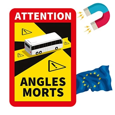 Abbildung von Toter Winkel Magnet Aufkleber Frankreich LKW Bus wohnmobil Attention Angles morts (Bus, 1 Stück)