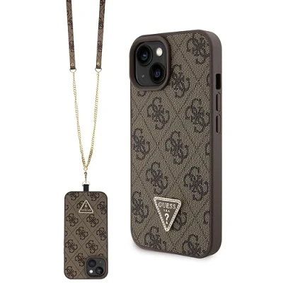 Abbildung von GUESS GUHCP15SP4TDSCPW Hülle für iPhone 15 6.1&quot; braun hardcase Crossbody 4G Metal Logo