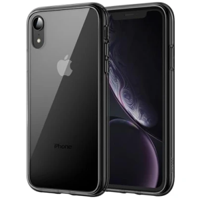 Abbildung von JETech Hülle für iPhone XR 6,1 Zoll, Nie Vergilbung Handyhülle Stoßfest, Schutzhülle Anti Kratzt Transparent Rückseite (Schwarz)