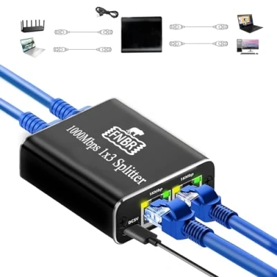 Abbildung von LAN Switch, FNBR Splitter 1 auf 3 Kabel Ethernet Verteiler, Netzwerk Switch 3, 3port für,Router, Set Top Box, Digital TV, Poe Kamera 1000 Mbit/s