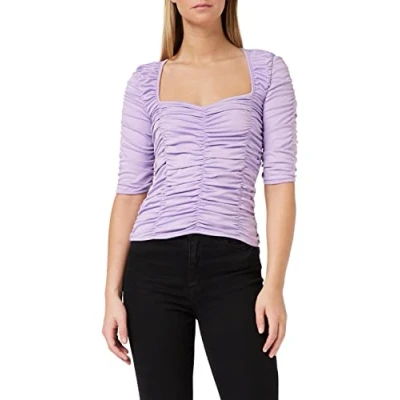 Abbildung von NA KD Damen Gathered Jersey Top Hemd, violett, XL