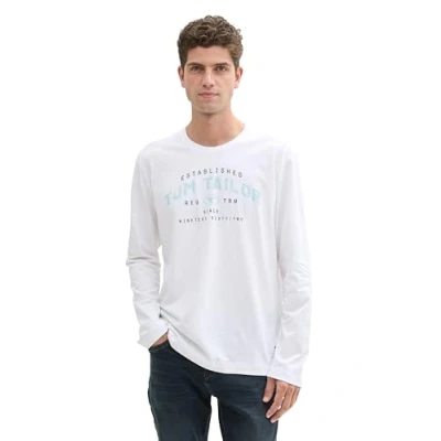 Abbildung von TOM TAILOR Herren 1039895 Longsleeve T Shirt, 20000 White, XXL