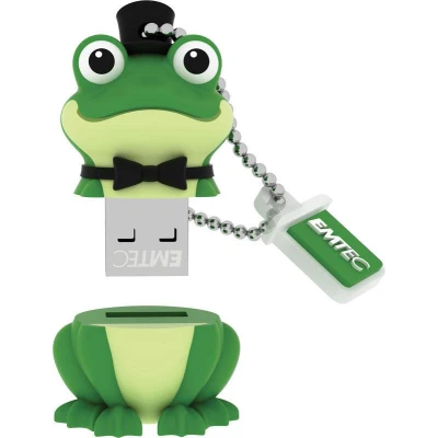 Abbildung von Emtec ECMMD16GM339 USB Stick 2.0 Lizenzserie Animalitos 16 GB Crooner Frog Figur Material Gummi weich, schwarz