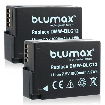Abbildung von 2X Blumax Akku ersetzt Panasonic DMW BLC12 / BLC12E 1000mAh kompatibel mit Lumix DMC: G5 G6 GX8 G70 G81 GH2 FZ200 FZ300 FZ1000 FZ2000 Leica V Lux 4