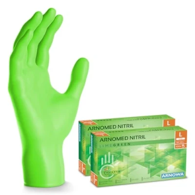 Abbildung von 200x ARNOMED Einweghandschuhe Grün (2x100 Stück), Einmalhandschuhe L, Nitril Handschuhe Einweg, Nitrilhandschuhe puderfrei, Gummihandschuhe Schutzhandschuhe, XS, S, M, XL