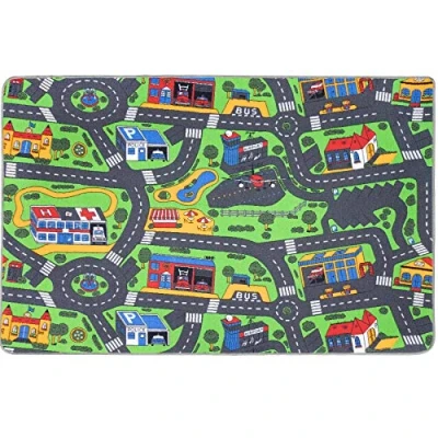 Abbildung von Primaflor Spielteppich City 140x200 cm Straßenteppich mit Stadt Motiv Made in EU Kinderteppich Straßen für Jungen &amp; Mädchen Fußbodenheizung Kurzflor Teppich Kinderzimmer