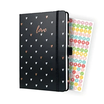 Abbildung von SIGEL J4335 Wochenkalender Jolie 2024, Dark Love, ca. A5, schwarz, Hardcover, Gummiband, Stiftschlaufe, Einstecktasche, 174 Seiten, aus nachhaltigem Papier, Terminplaner