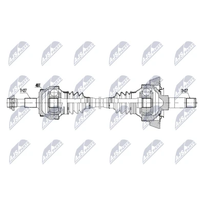 Abbildung von NTY NPW ME 189 Antriebswelle Hinterachse links 772mm MERCEDES BENZ: E Klasse Limousine, T modell
