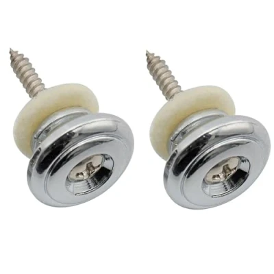 Abbildung von Musiclily Pro 17mm Stahl Gitarrengurt Knöpfe Strap Buttons Endknopf Gurtpins für E Gitarre Klassische Akustik Bass Ukulele, Chrom (2er Set)