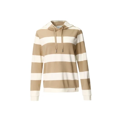 Abbildung von comma casual identity MIT Kapuze UND Blockstreifen Kapuzenpullover, Damen, Größe: 44, Sandstein