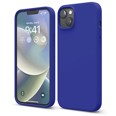 Abbildung von elago Schutzhülle für iPhone 14 Plus, Flüssigsilikon, Ganzkörper Schutzhülle, stoßfest, schlanke Handyhülle, kratzfestes, weiches Mikrofaserfutter, 6,7 Zoll (17 cm), Kobaltblau