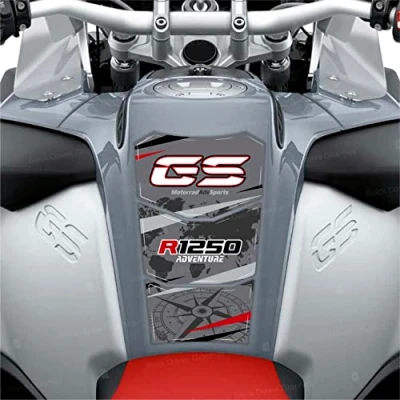 Abbildung von 3D Aufkleber für Tankdeckel, kompatibel mit Ersatz Motorrad BMW R 1250 GS Adventure 2021 Ice Gray Tankpad