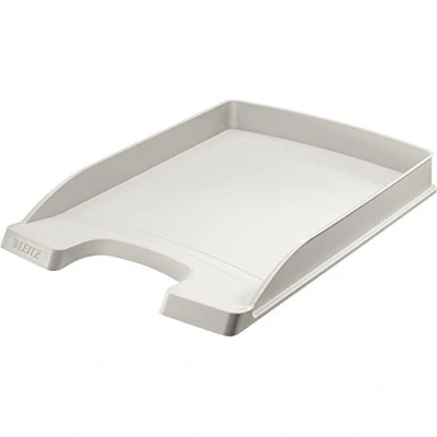 Abbildung von Leitz Briefkorb A4 Jumbo, Briefablage mit extra großem Fassungsvermögen in Premium Qualität, Stapelbares Ablagefach als Schreibtisch Organizer, Kombinierbar Plus Serie, Silber, 52330084