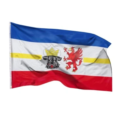 Abbildung von PHENO FLAGS Flagge Mecklenburg Vorpommern 90 x 150 cm Mecklenburgische Fahne (Hissflagge für Fahnenmast), Inkl. 2 Messing Ösen
