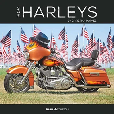 Abbildung von Harleys 2024 Broschürenkalender 30x30 cm (30x60 geöffnet) Kalender mit Platz für Notizen Motorräder Bildkalender Wandplaner Harley Davidson