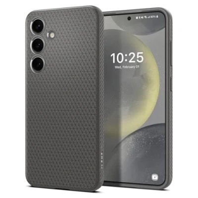 Abbildung von Samsung Galaxy S24 Hülle Silikon Spigen Soft Case/Backcover Handyhülle Grau Shockproof/Stoßfest