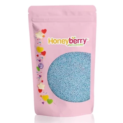 Abbildung von Blaue Nonpareilles 200g Natürliche Essbare Streusel Tortendeko Streudeko, Mini Zuckerperlen, Zuckerstreusel Perfekt zum Verzieren von Kuchen, Muffins und Desserts Hergestellt in der EU