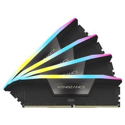Abbildung von CORSAIR Vengeance RGB DDR5 RAM 96GB (4x24GB) 6000MHz CL30 Intel XMP iCUE Kompatibler Computerspeicher Schwarz (CMH96GX5M4B6000C30)