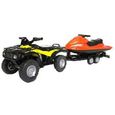 Abbildung von siku 2314, Quad mit Anhänger und Jet Ski, 1:50, Metall/Kunststoff, Gelb/Rot, Abnehmbarer Anhänger, Schwimmfähiger Ski