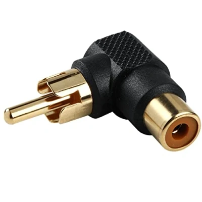 Abbildung von CABLEPELADO Stereo Audio Adapter RCA Cinch gewinkelter 90 Grad Stecker auf Buchse PVC vergoldete Schwarz