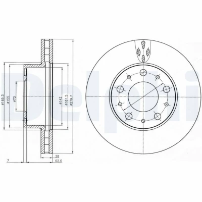 Abbildung von DELPHI BG4059 Bremsscheibe 280 28 5 Belüftet geölt unbehandelt ohne Radlager, ABS Sensorring FIAT: Ducato III Kastenwagen