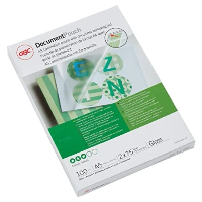 Abbildung von GBC Laminierfolien A5 75 mic, Robuste Laminiertaschen im 25er Pack, Glänzend, Transparent, Ideal für Büro &amp; Schule, 3740483