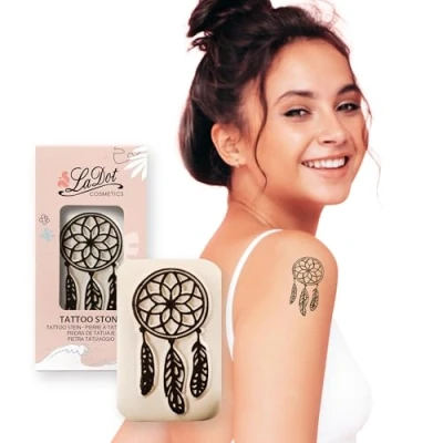 Abbildung von LaDot Tattoo für Kinder und Erwachsene, temporäre hautfreundliche fake Tattoos, Stempel ohne Nadeln Körper Arm, wasserfest, Keramikstempel Traumfänger