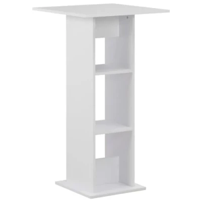 Abbildung von vidaXL Bartisch mit 2 Regalen Bartresen Stehtisch Tresentisch Bistrotisch Küchentisch Tisch Esstisch Loungetisch Frühstückstisch Weiß 60x60x110cm