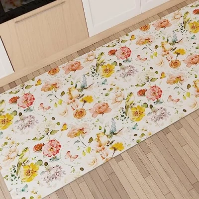 Abbildung von PETTI Artigiani Italiani Teppich für Küche, rutschfest und waschbar, 52 x 80 cm, Blumenmuster, 06, 100% Made in Italy